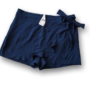 Naked Zebra Ruffle Overlay Shorts Navy with tie